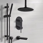 Remer TSR68 Black Ceiling Tub and Shower Faucet Set with Handheld